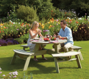 Premium Round Picnic Table for Eight with Sturdy Construction and Parasol Hole - Ideal for Heavy Use in Public Spaces