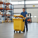 Heavy Duty 660 Litre Wheelie Bin - Durable Yellow Waste Container with Rubber Tyres and Extreme Weather Resistance