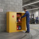 Premium Flammable Storage Cabinet - 21 Litre Capacity, Heavy Duty Steel Construction with Double Doors and Adjustable Shelf