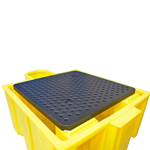 Dark Slate Gray IBC Spill Pallet For 1 x 1000ltr IBC With Integral Dispensing Area (With Grid)