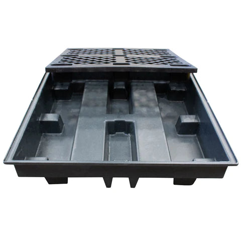 Dark Slate Gray Recycled Low Profile Spill Pallet For 4 x 205ltr Drums