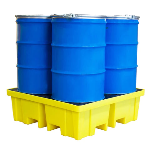 Royal Blue Spill Pallet With 4 Way FLT Access For 4 x 205 Litre Drums