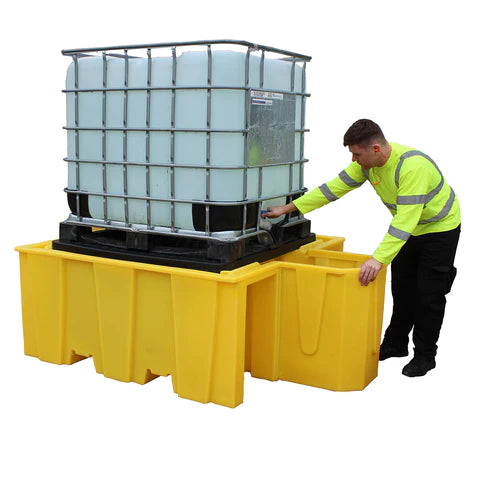 Goldenrod IBC Spill Pallet For 1 x 1000ltr IBC With Integral Dispensing Area (With Grid)