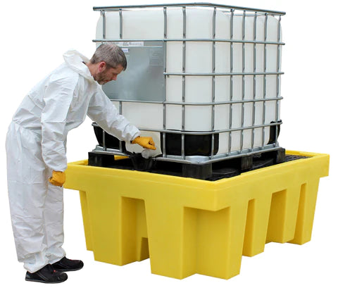 Gray IBC Spill Pallet With Removable Grid