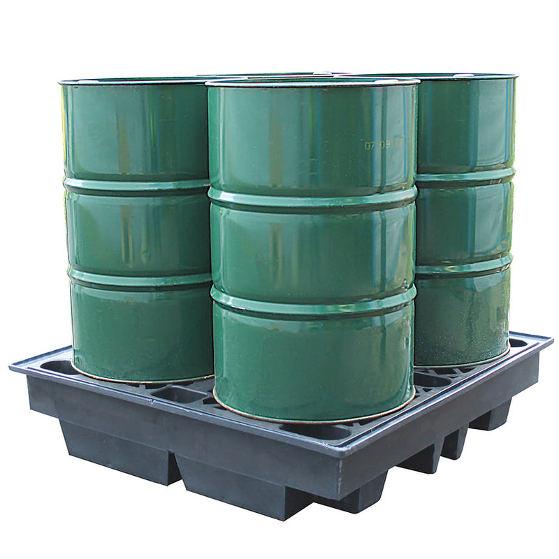 Dim Gray Recycled Low Profile Spill Pallet For 4 x 205ltr Drums
