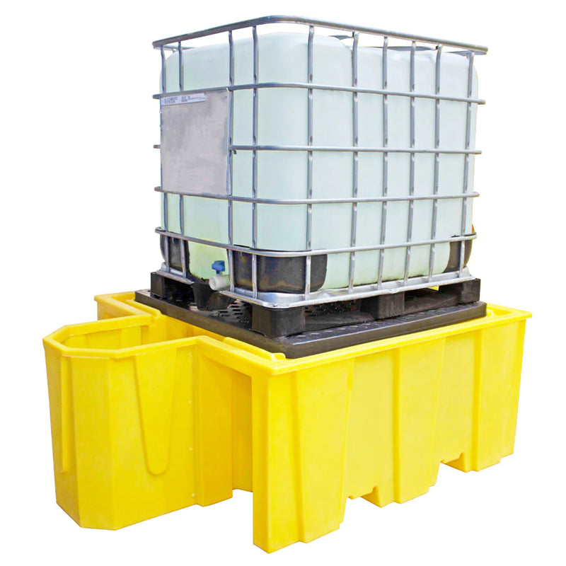 Gold IBC Spill Pallet For 1 x 1000ltr IBC With Integral Dispensing Area (With Grid)
