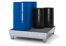 Gray Spill Pallet Classic-Line In Steel For 4 Drums, Galv., Access. Underneath With Grid