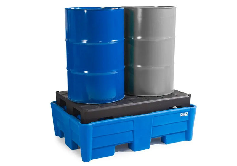 Dark Slate Blue Spill Pallet Classic-Line In Polyethylene (PE) For 2 Drums, With PE Pallet