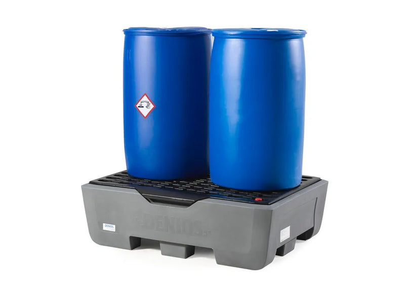Dark Slate Blue Spill Pallet Pro-Line In Polyethylene (PE) For 2 Drums, With Grid and Leak Indicator