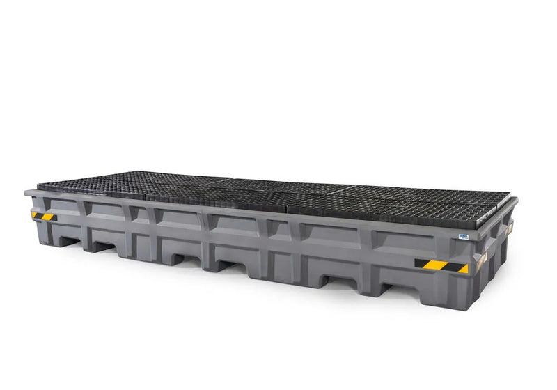 Dim Gray Spill Pallet Pro-Line In Polyethylene (PE) For 3 IBCs, With Galvanised Grid