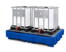 Midnight Blue Spill Pallet Classic-Line In Polyethylene (PE) For 2 IBCs, With Dispensing Area and Galvanised Grid