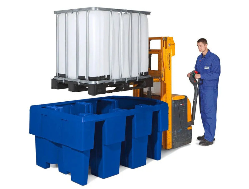 Light Gray Spill Pallet Classic-Line In Polyethylene (PE) For 1 IBC, With Dispensing Area