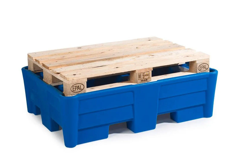 Dark Cyan Spill Pallet Classic-Line In Polyethylene (PE) For 2 Drums, Without Grid