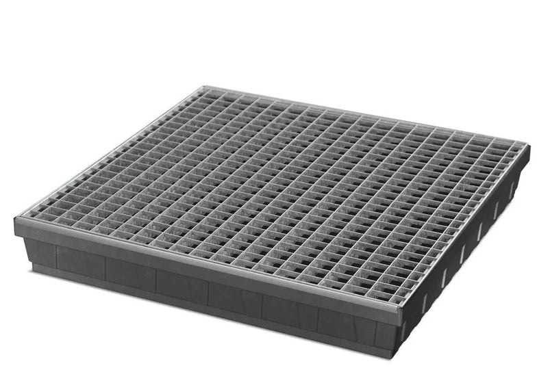Dim Gray Spill Tray For Small Containers Base-Line In Polyethylene (PE) With Galvanised Grid, 52 Litres
