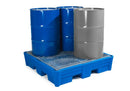 Dark Slate Blue Spill Pallet Classic-Line In Polyethylene (PE) For 4 Drums, With Galvanised Grid