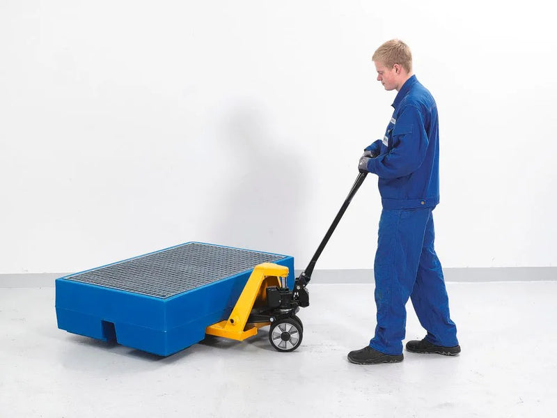 White Smoke Spill Pallet Classic-Line In Polyethylene (PE) For 2 Drums, With Galvanised Grid