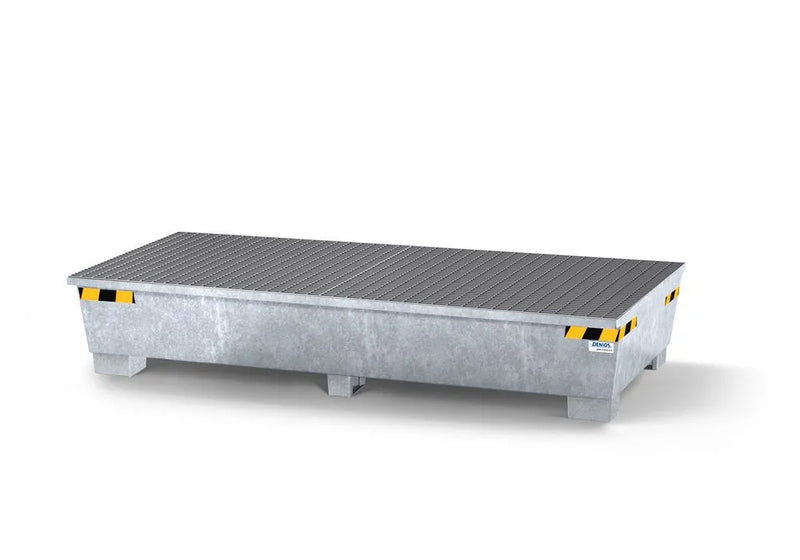 Dark Gray Spill Pallet Pro-Line In Steel For 2 IBCs, Galvanised, 2 Grids