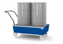 Dark Gray Mobile Spill Pallet Classic-Line In Steel For 2 x 205 l Drums, Painted, With Grid