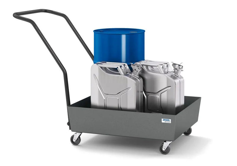 Dim Gray Mobile Spill Pallet Pro-Line In Steel For 1 x 60 l Drum, Painted, No Grid, Elec. Cond.