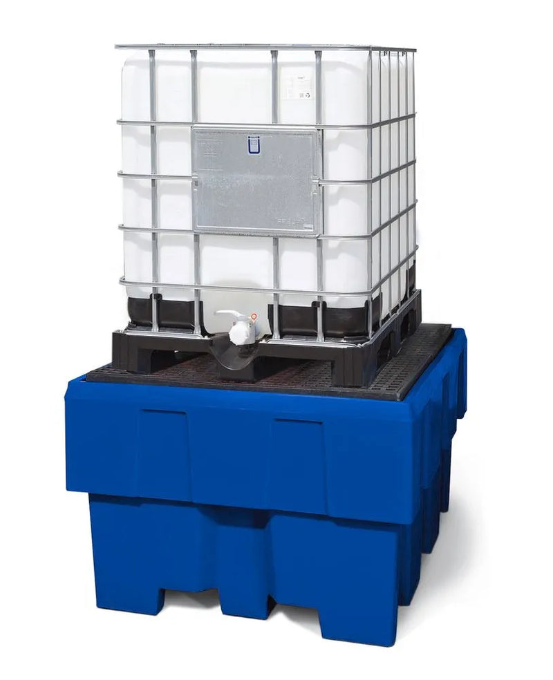 Midnight Blue Spill Pallet Classic-Line In Polyethylene (PE) For 1 IBC, With PE Grid