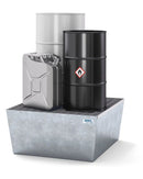 Gray Spill Pallet Classic-Line In Steel For 1 Drum, Galvanised, With Grid