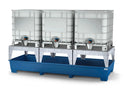 Light Gray Spill Pallet Classic-Line In Steel For 3 IBCs, Painted, 3 Dispensing Platforms