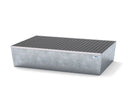 Gray Spill Pallet Classic-Line In Steel For 2 Drums, Galvanised, With Grid