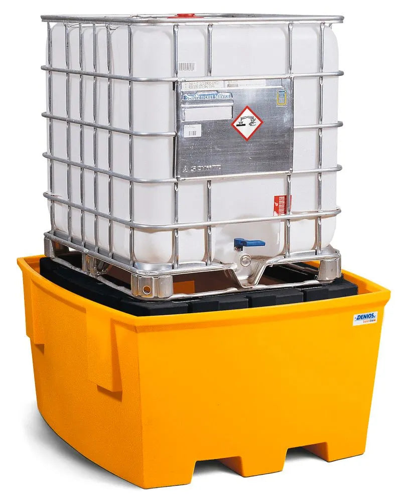 Light Gray Spill Pallet Base-Line In Polyethylene (PE) For 1 IBC, With PE Storage Mount