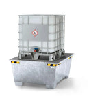 Gray Spill Pallet Pro-Line In Steel For 1 IBC, Galvanised, Grid