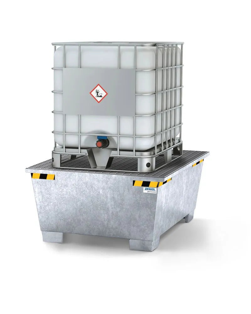 Gray Spill Pallet Pro-Line In Steel For 1 IBC, Galvanised, Grid