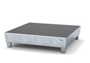 Gray Spill Pallet Classic-Line In Steel For 4 Drums, Galv., Access. Underneath With Grid