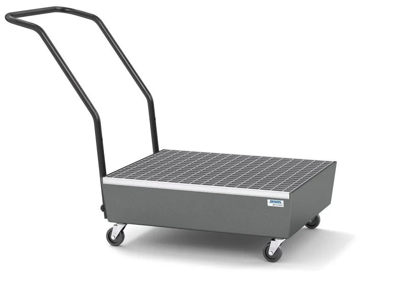 Dim Gray Mobile Spill Pallet Pro-Line In Steel For 2 x 60 l Drums, Painted, With Grid, Elec. Cond.