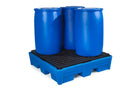 Royal Blue Spill Pallet Classic-Line In Polyethylene (PE) For 4 Drums, With PE Grid