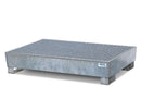 Dark Gray Spill Pallet Classic-Line In Steel For 4 Drums, Galv., Access. Underneath With Grid