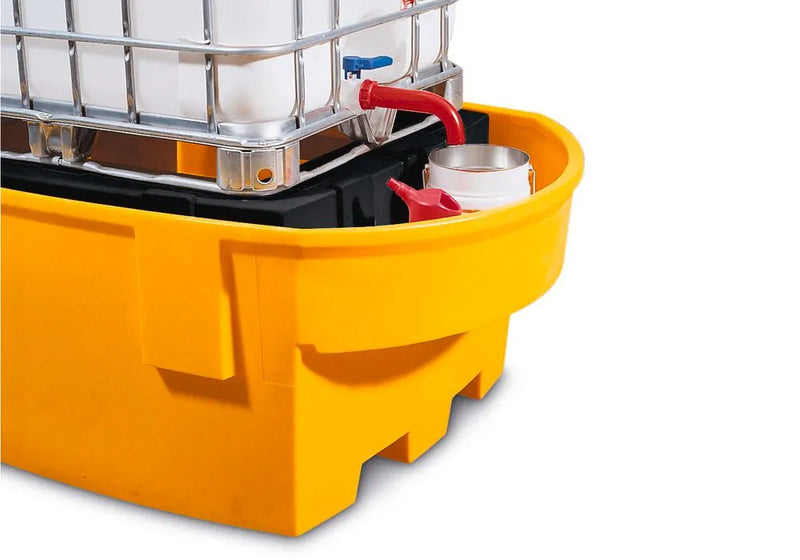 Dark Orange Spill Pallet Base-Line In Polyethylene (PE) for 1 IBC, With PE Storage Mount and Dispensing Area