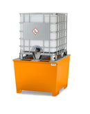 Gray Spill Pallet Base-Line In Steel For 1 IBC, Painted, Support Profile