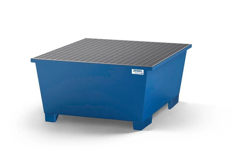 Dark Slate Blue Spill Pallet Classic-Line In Steel With Dispensing Area For 1 IBC, Painted, Grid