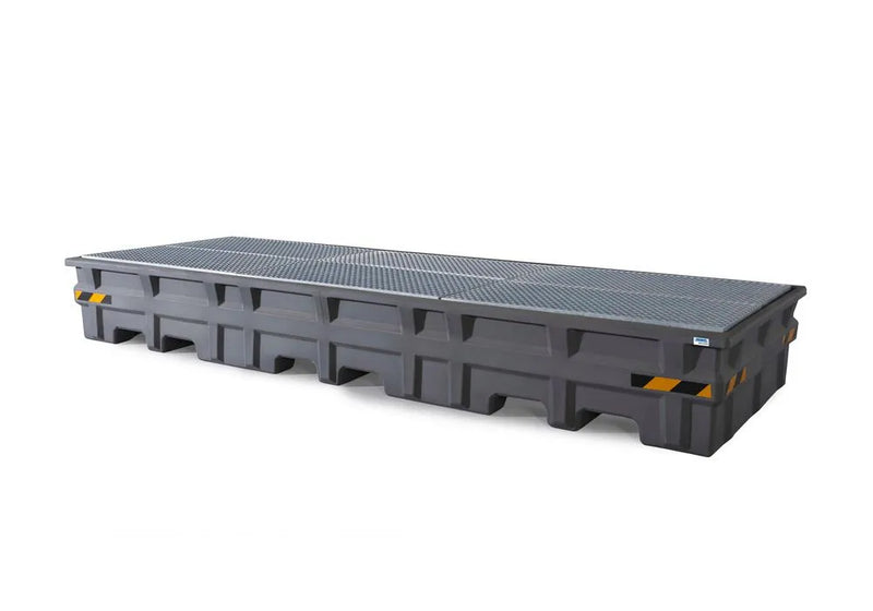Dim Gray Spill Pallet Pro-Line In Polyethylene (PE) For 3 IBCs, With Galvanised Grid
