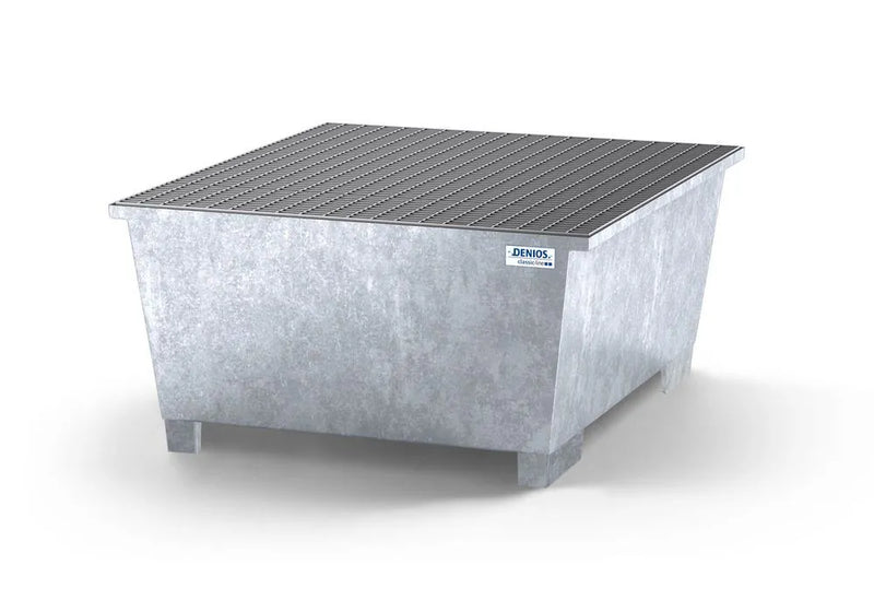 Light Gray Spill Pallet Classic-Line In Steel With Dispensing Area For 1 IBC, Galvanised, Grid