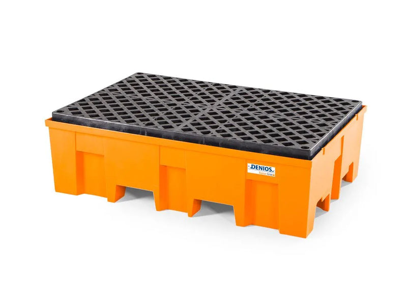 Dark Slate Gray Spill Pallet Base-Line In Polyethylene (PE) for 2 Drums, With PE Grid
