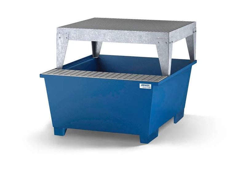 Dark Slate Blue Spill Pallet Classic-Line In Steel With Dispensing Area For 1 IBC, Painted, Dispensing Platform