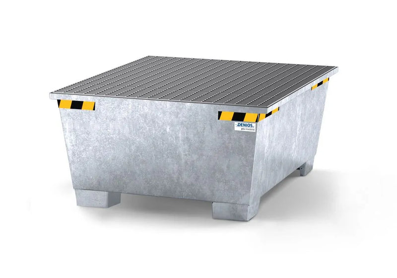 Gray Spill Pallet Pro-Line In Steel For 1 IBC, Galvanised, Grid