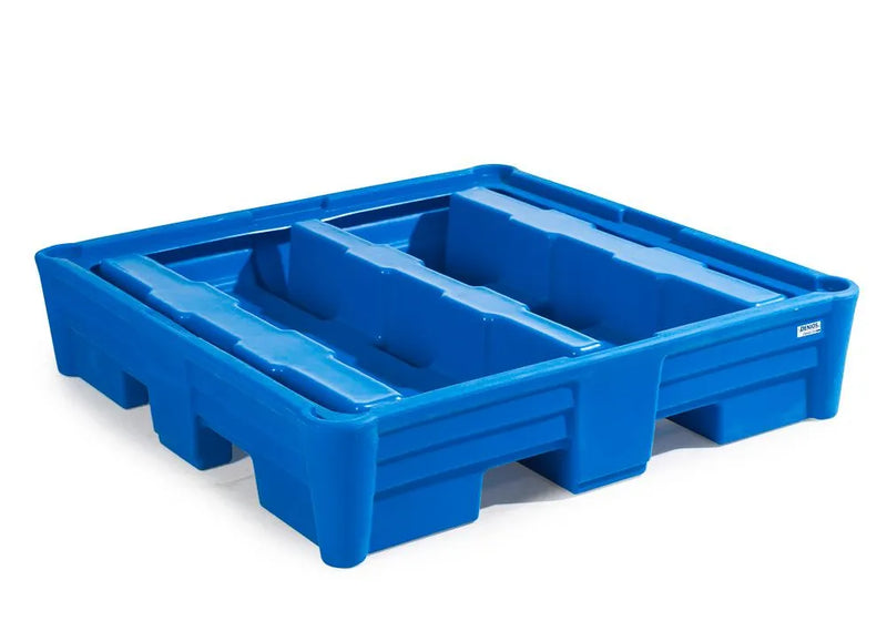 Dark Cyan Spill Pallet Classic-Line In Polyethylene (PE) For 4 Drums, Without Grid
