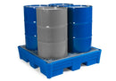 Dark Slate Blue Spill Pallet Classic-Line In Polyethylene (PE) For 4 Drums, With Galvanised Grid