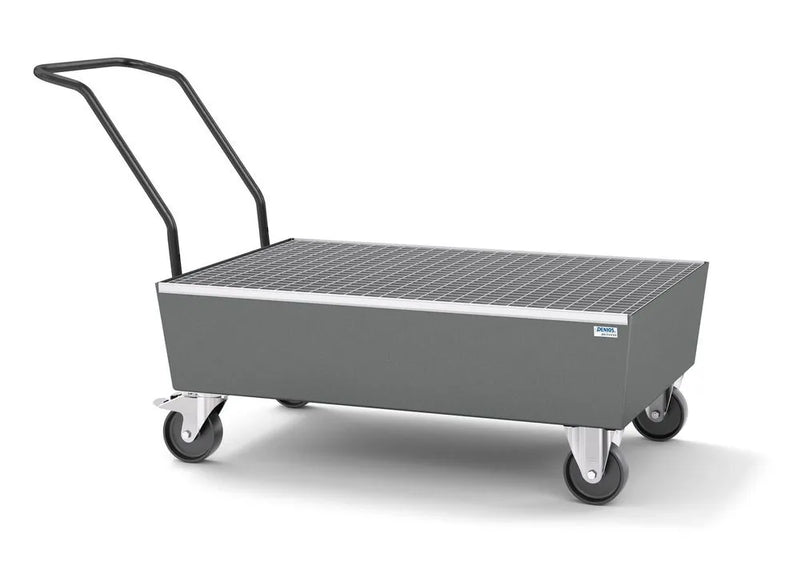 Dim Gray Mobile Spill Pallet Pro-Line In Steel For 2 x 205 l Drums, Painted, With Grid, Elec. Cond.