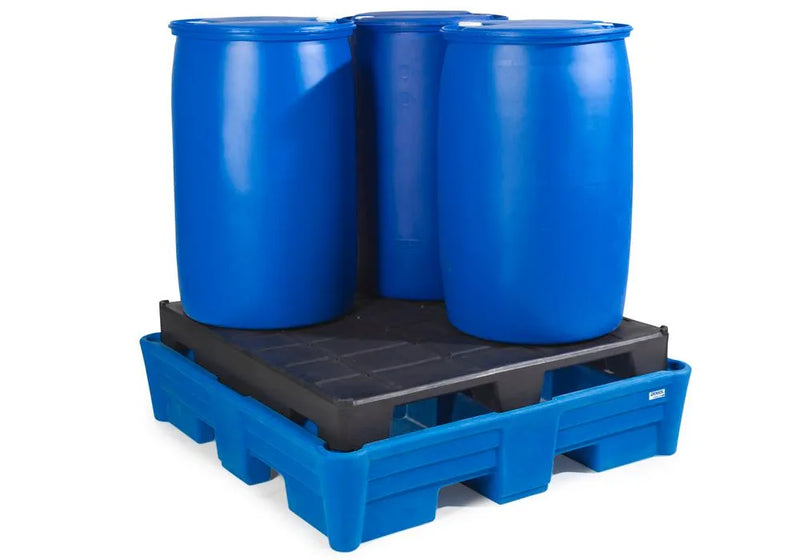 Dark Cyan Spill Pallet Classic-Line In Polyethylene (PE) for 4 Drums, With PE Pallet