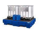 Light Gray Spill Pallet Classic-Line In Polyethylene (PE) For 2 IBCs, With Dispensing Area and PE Grid