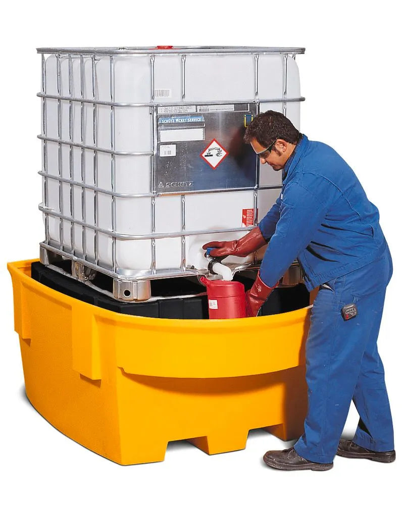 Dark Slate Gray Spill Pallet Base-Line In Polyethylene (PE) for 1 IBC, With PE Storage Mount and Dispensing Area