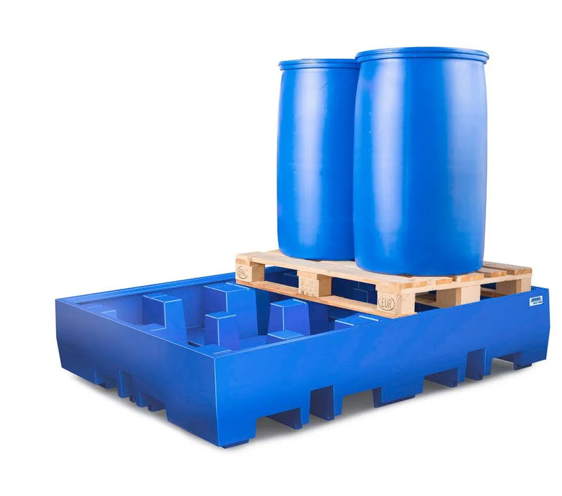 Royal Blue Spill Pallet Classic-Line In Polyethylene (PE) For 4 Drums, Without Grid