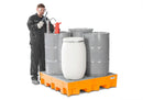Gray Spill Pallet Base-Line In Polyethylene (PE) For 4 Drums, With Galvanised Grid